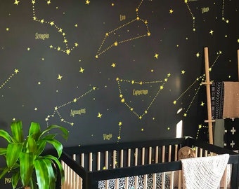 Zodiac Constellation Wall Decals: Nursery Star Decor