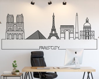 Paris Skyline Wall Decal: Cityscape Silhouette Art