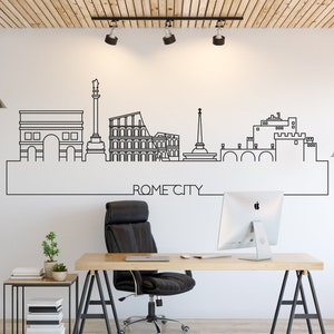 Rome Skyline, City Skyline, Cityscape, Rome Art, Wall Art, Wall Decor, Wall Stickers, Wall Decals, Decals, Stickers, Home Decor, Gift