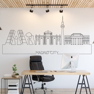 Madrid Skyline, City Skyline, Cityscape, Madrid Art, Wall Art, Wall Decor, Wall Stickers, Wall Decals, Decals, Stickers, Home Decor