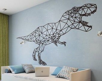 Geometric Dinosaur, Dinosaur Decor, T-Rex, Dinosaur Wall Decals, Removable Wall Stickers, Kids Room Wall Art, Bedroom Decor, Gift for Kids