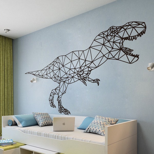 Dinosaure géométrique, décor de dinosaure, T-Rex, décalcomanies murales de dinosaure, autocollants muraux amovibles, art mural de chambre d'enfant, décor de chambre à coucher, cadeau pour les enfants