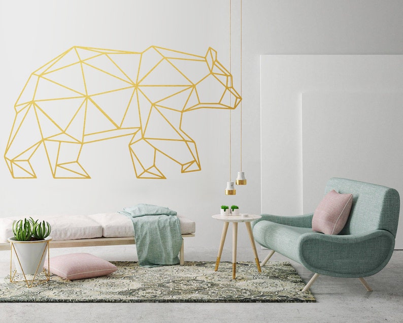 Bear Geometric Wall Art Decal Bear Decor Geometric Art Etsy