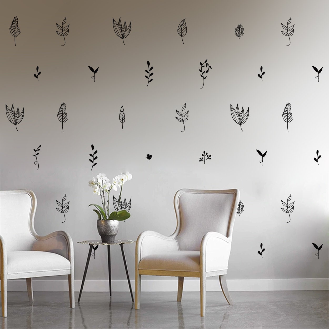 Leafs Stickers, Hand Draw Leafs, Wall Decals, Botanical Decals, Home Decor, Farmhouse Decor, Leafs Wall Stickers, Scandinavian Wall Decor