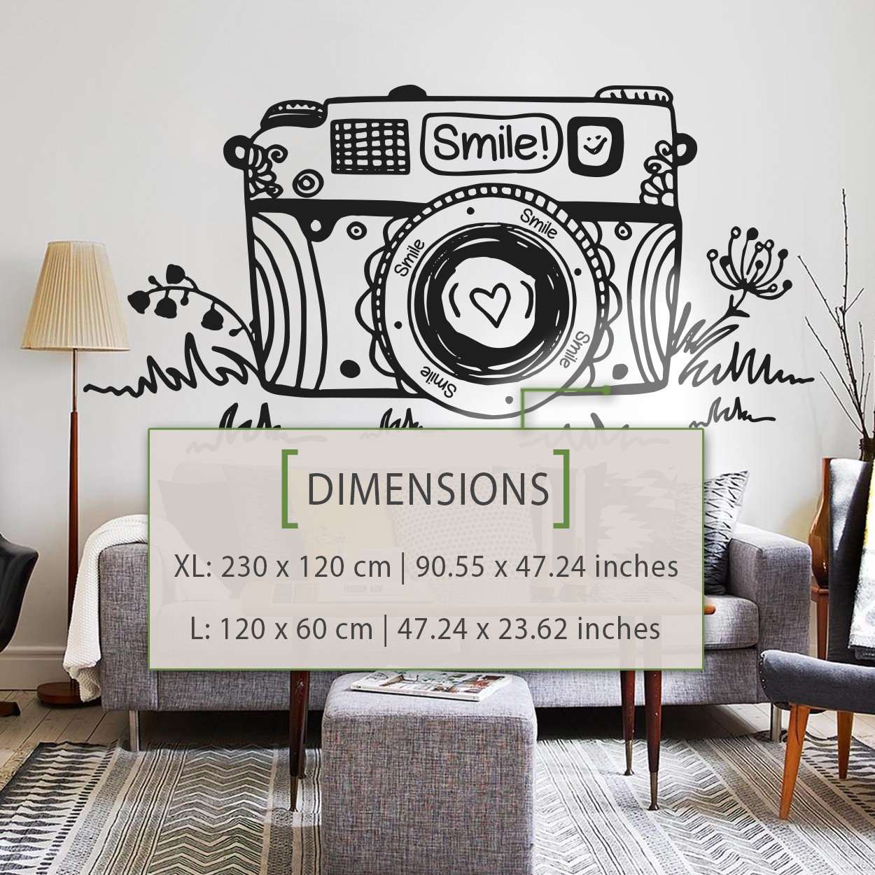 Floral Camera Wall Decal: Die-cut Vinyl Art, Easy Application - Etsy