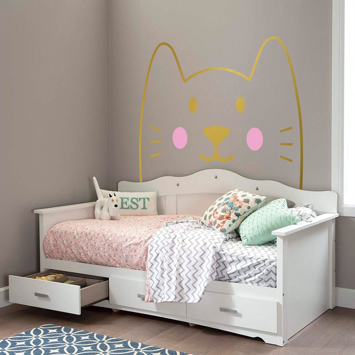 Headboard Cat Cat Wall Decal Headboard Decal Nursery Wall Etsy