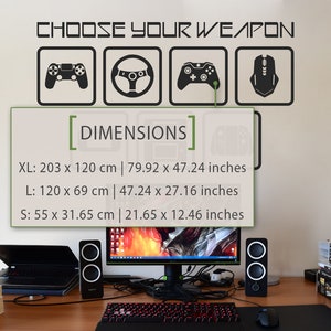Choose Your Weapon, Wall Decal, Gamer Room Decor, Gamer Room Decal, Video Game Art, Video Game Decor, Computer Geek Gifts, Geek Decor, Gift image 2