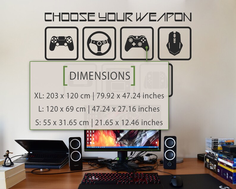 Choose Your Weapon, Wall Decal, Gamer Room Decor, Gamer Room Decal, Video Game Art, Video Game Decor, Computer Geek Gifts, Geek Decor, Gift image 2