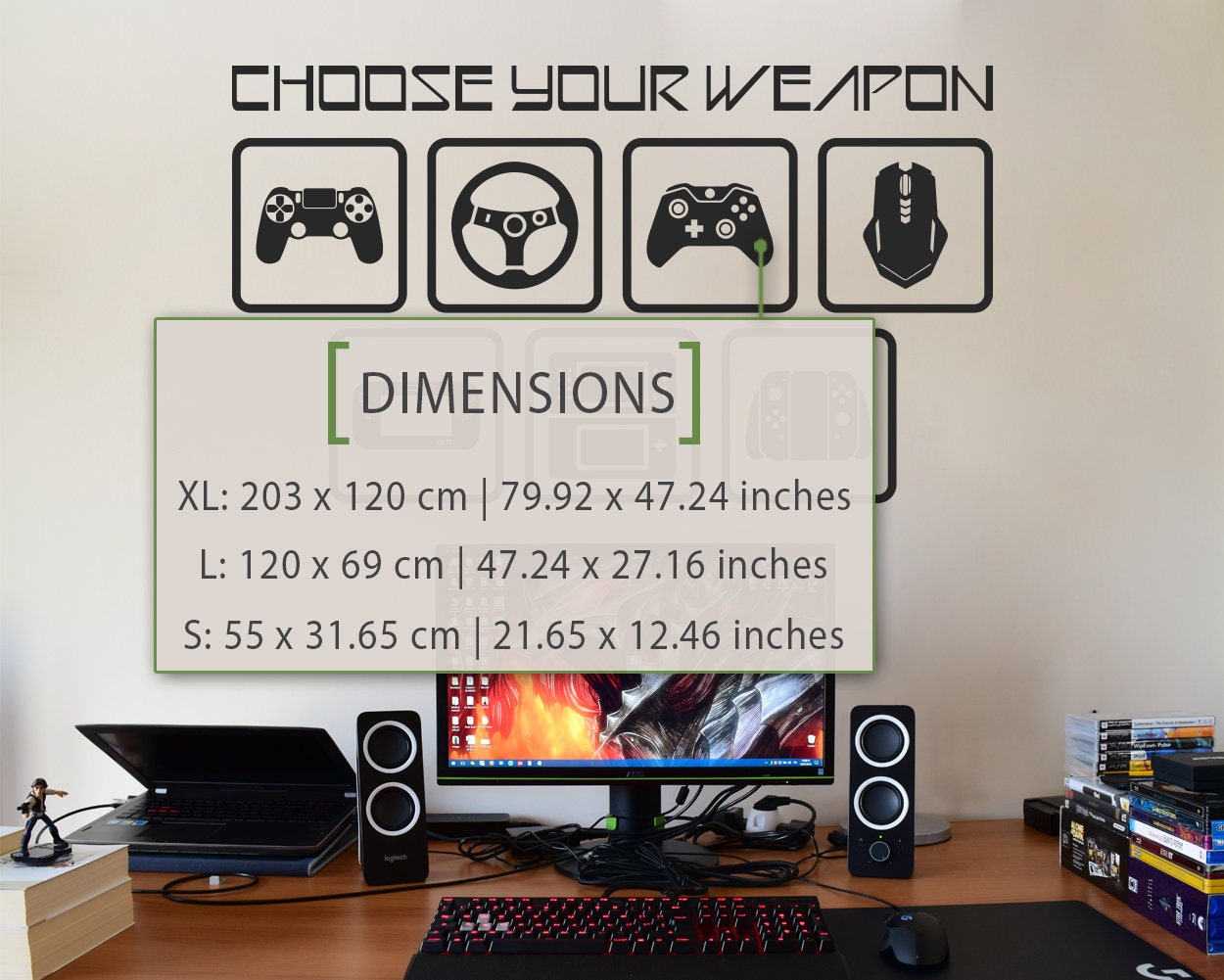 Choose Your Weapon, Wall Decal, Gamer Room Decor, Gamer Room Decal ...