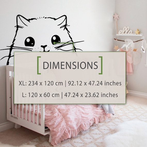 Cute Cat Cat Headboard Nursery Wall Decal Nursery Decor Girl