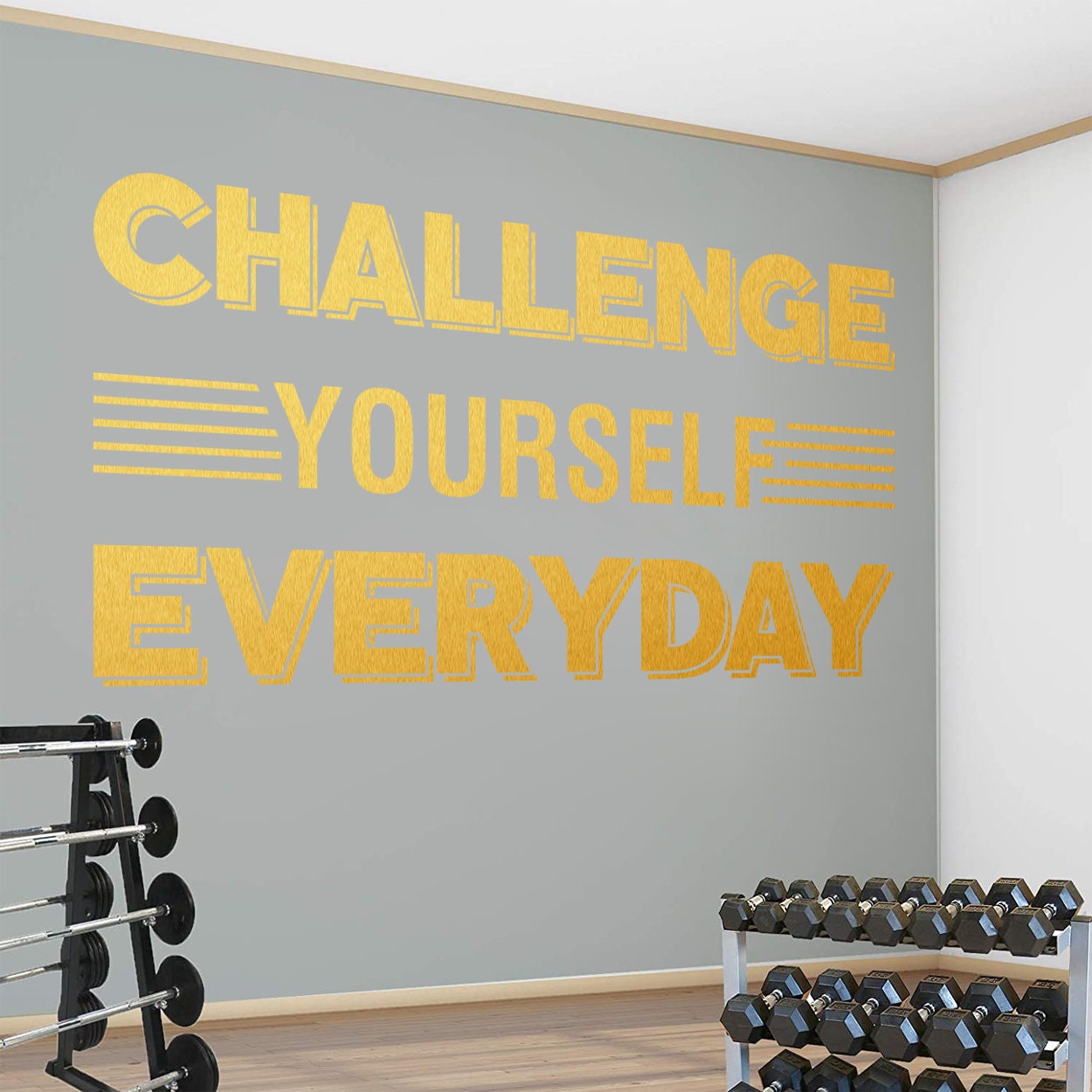 Autocollant Mural Haltère Fitness - Design Créatif, PVC, Amovible, Pour Salon, Bureau, Salle De Sport