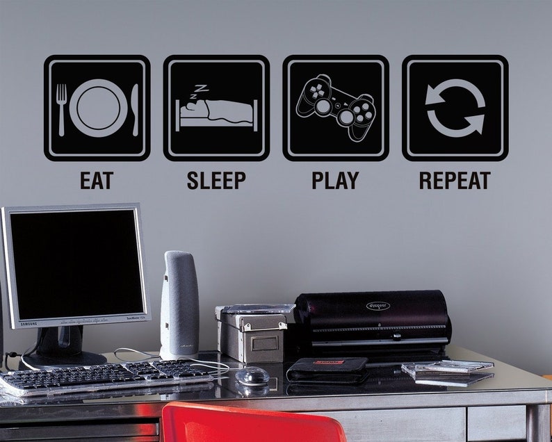 Gamer Wall Decal Wall Decals Gamers Video Game Game Decor Gamer Wall Stickers Wall Decal Gaming Eat Sleep Play Gamer Wall Decor
