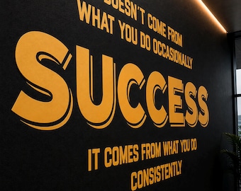 Motivational Office Wall Decal - Success Comes From Consistency - Inspirational Vinyl Quote for Home Office, Boardroom & Workspace