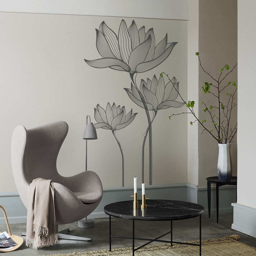 Lotus Flower Wall Decal: Romantic Minimalist Home Decor - Etsy