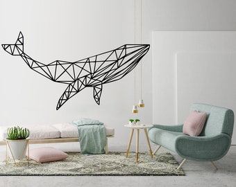 Whale, Geometric Wall Art, Decal, Whale Decor, Geometric Art, Geometric, Animals, Outlines, Stickers, Wall Decal, Wall Art, Decals, Gift