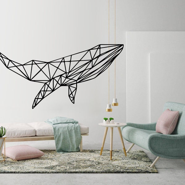 Walvis, Geometrische Kunst aan de muur, Decal, Walvis Decor, Geometrische Kunst, Geometrische, Dieren, Contouren, Stickers, Muur Sticker, Wall Art, Decals, Gift