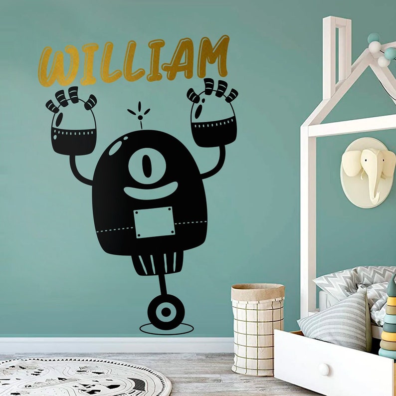 Personalized Robot Wall Decal: Robot Themed Room Decor - Etsy