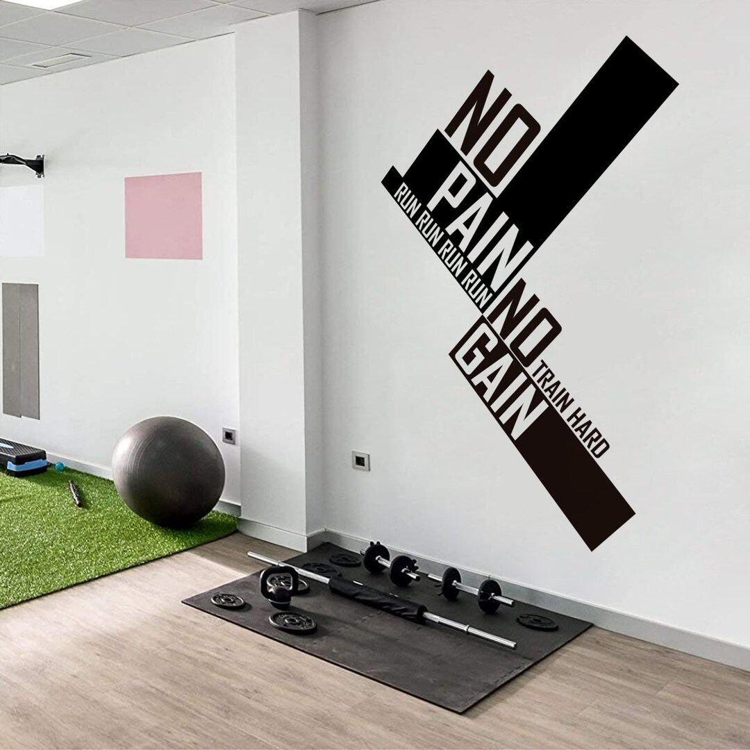 No Pain No Gain Gym Wall Decal: Fitness Motivation Sticker - Etsy