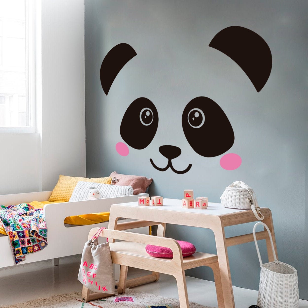 Panda Love Fabric, Nursery Wall Decal
