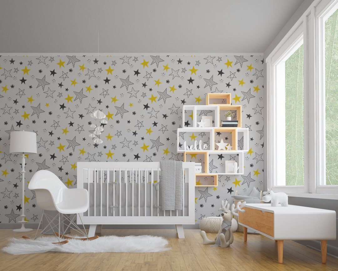 Nursery Stars, Wallpaper, Wall Decor, Furniture Decor, Peel and Stick