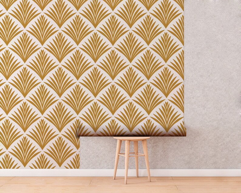 Leaves, Wallpaper, Art Deco, Removable Wallpaper, Reusable, Temporary Wallpaper, Peel and Stick, Wall Decor, Self-Adhesive, Wall Mural image 8