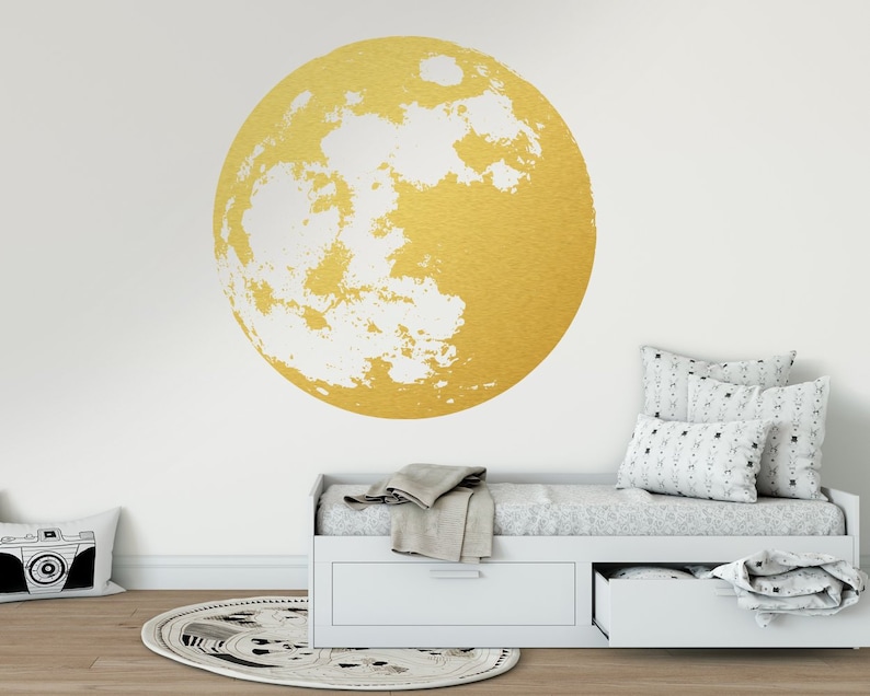 Gold Moon Pack of Stars Wall Decal Moon Wall Decal Etsy
