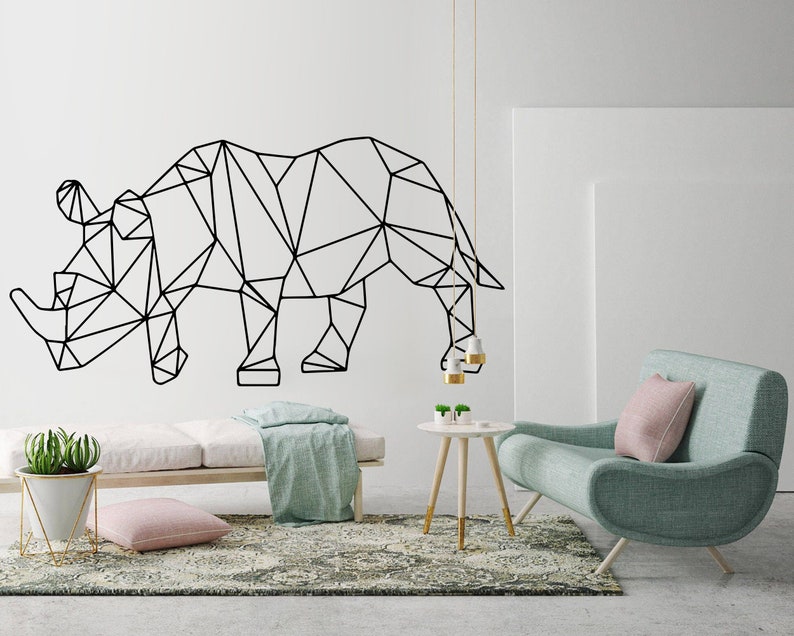 Rhino Geometric Wall Art Decal Rhino Decor Geometric Art Etsy