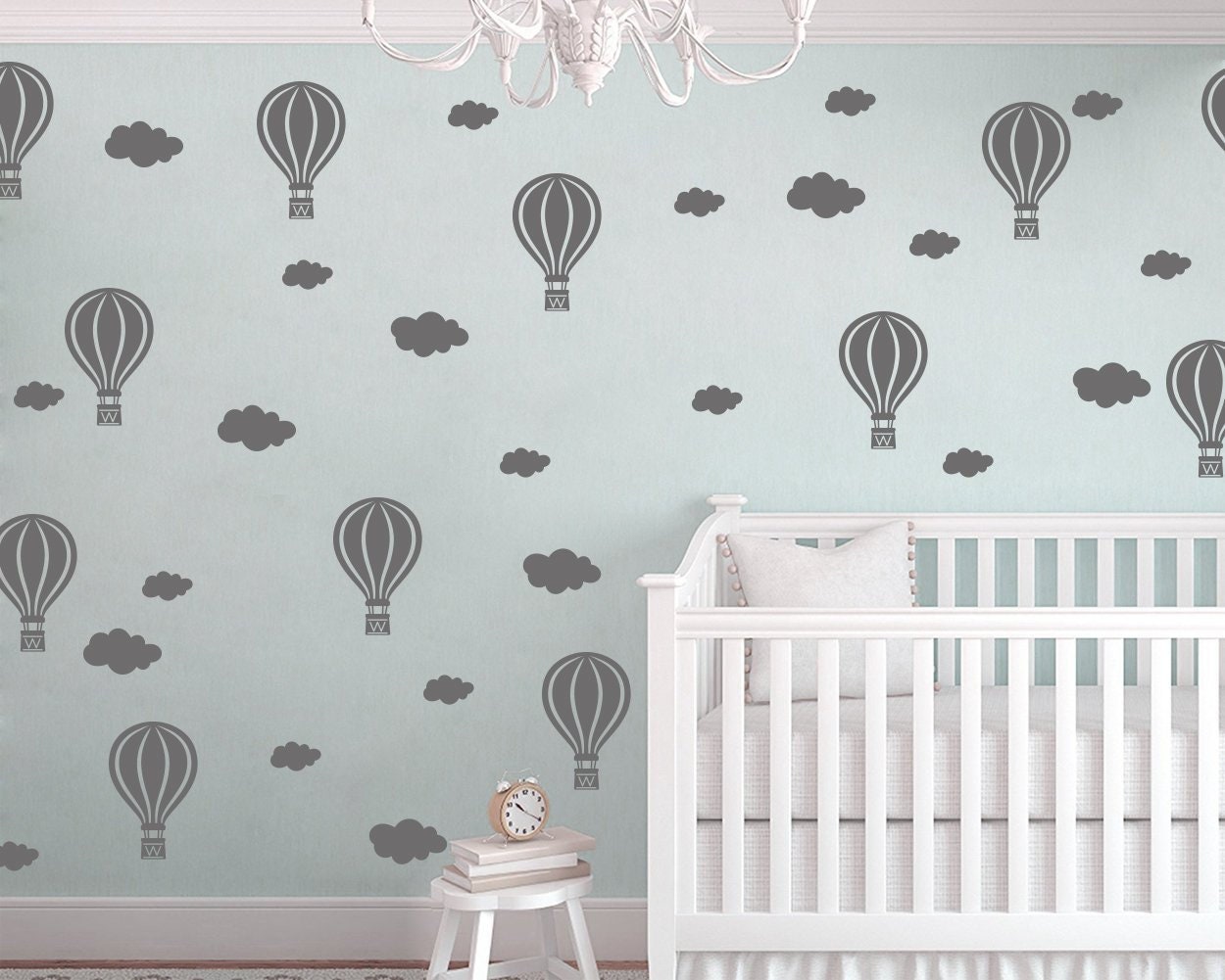 Hot Air Balloons Clouds Wall Decals Balloons Nursery Baby Etsy