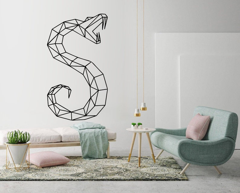 snake geometric wall art decal snake decor geometric art | etsy