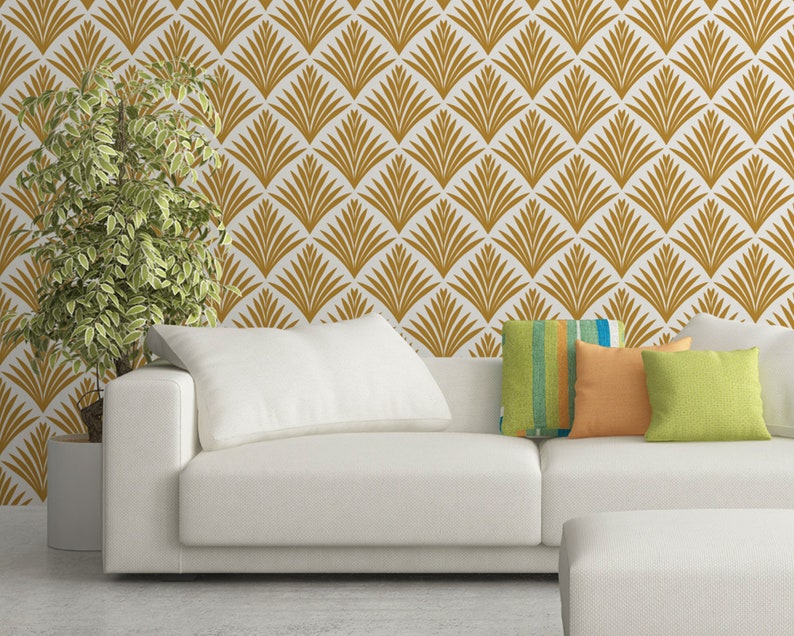 Leaves, Wallpaper, Art Deco, Removable Wallpaper, Reusable, Temporary Wallpaper, Peel and Stick, Wall Decor, Self-Adhesive, Wall Mural image 10