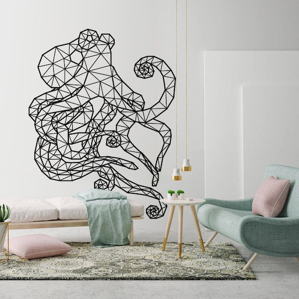 Octopus, Geometric Wall Art, Decal, Octopus Decor, Geometric Art, Geometric, Animals, Outlines, Stickers, Wall Decal, Wall Art, Decals, Gift