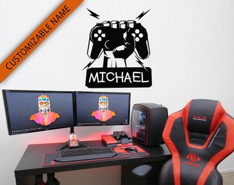 Calcomanía de pared con nombre de jugador personalizado: Decoración para sala de juegos