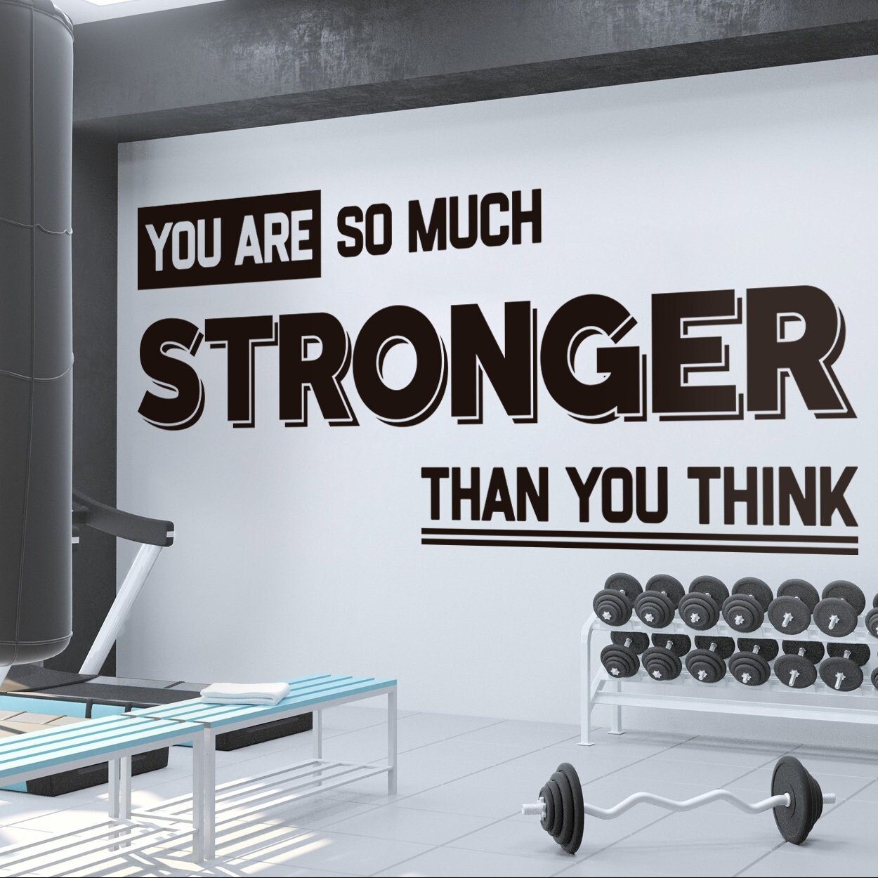 You Are So Much Stronger Than You Think Gym Art Motivational Quote for Gym Wall Decor