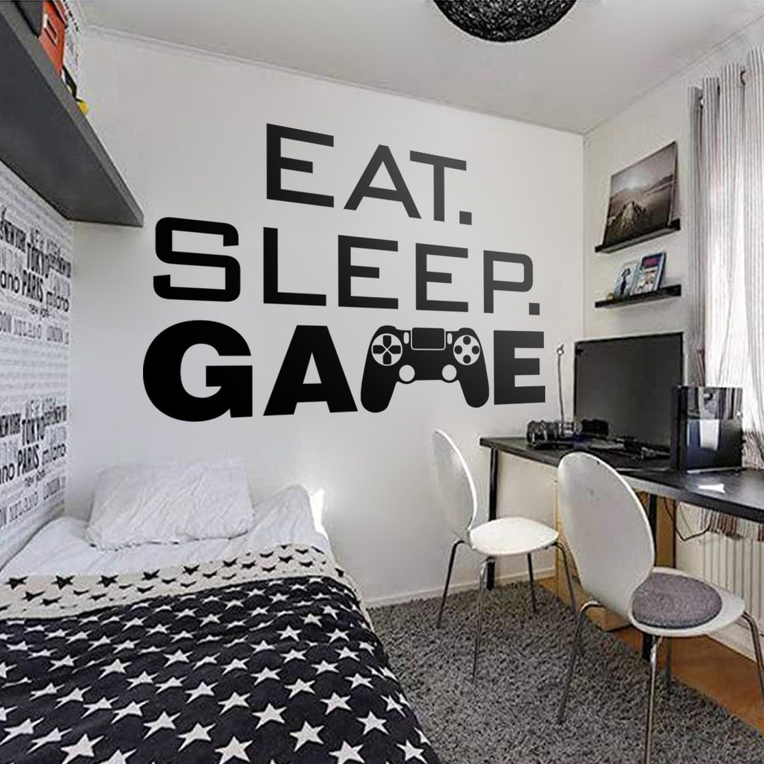 Gamer, Vinyl Wall Sticker, Eat Sleep Game, Wall Print, Wall Decal ...