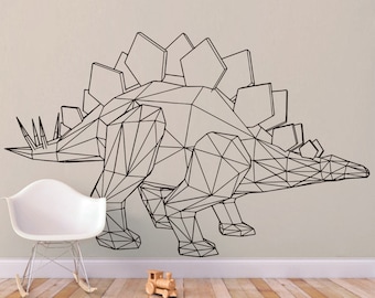 Geometric Stegosaurus Wall Decal: Minimalist Dinosaur Decor