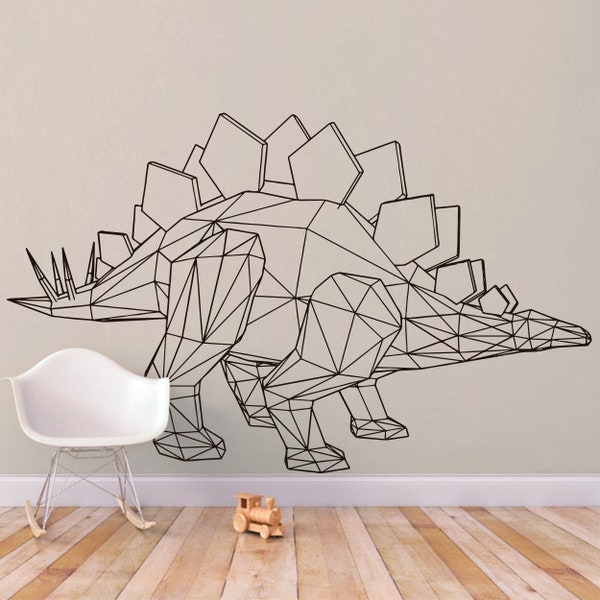 Dinosaur Wall Stickers, Stegosaurus, Geometric Dinosaur, Dinosaur Decor, Gift, Removable Wall Stickers, Kids, Bedroom Decor, Gift for Kids