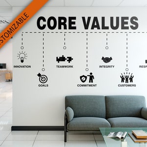 Core Values, Office, Our Values, Motivational, Inspiring, Office, Wall Art, Wall Decal, Wall Sticker, Office Decor, Office Walls, Wall Decor