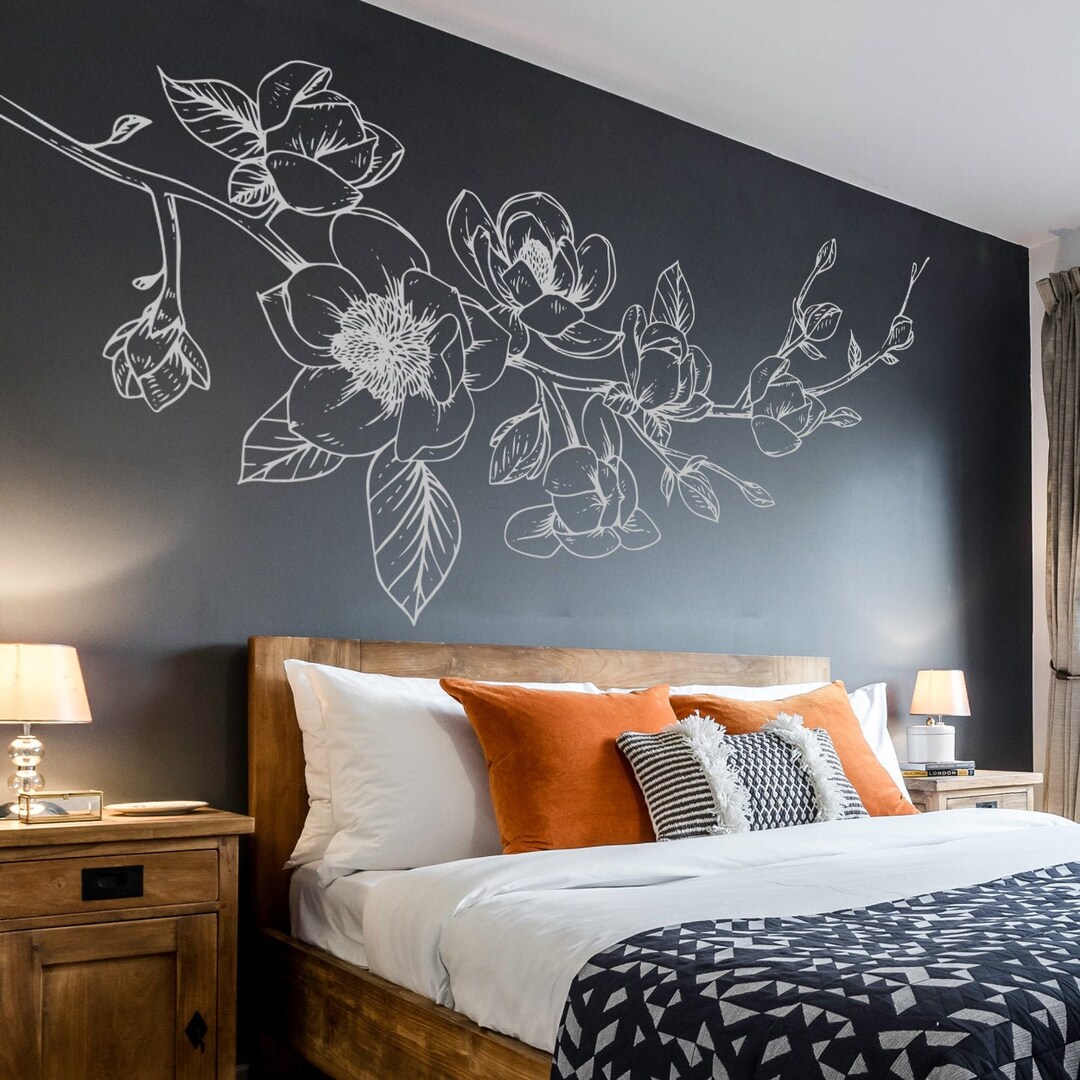 Magnolia Wall Decal, Magnolia Wall Sticker, Magnolia Flowers, Magnolia ...