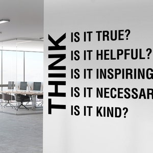 Think, Workplace Wall Art, Office Décor, Office Wall Art, Wall Decal, Wall Sticker, Workplace Decor, Typography, Motivational Decor, Office
