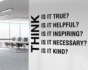 Think, Arbeitsplatz Wandkunst, Büro Deko, Büro Wandkunst, Wandtattoo, Wandtattoo, Arbeitsplatz Deko, Typografie, Motivationsdeko, Büro