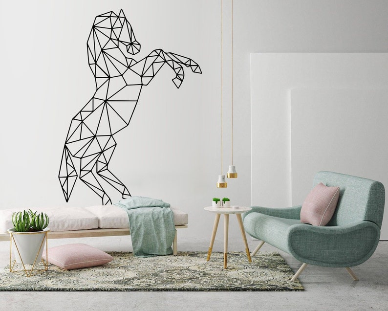 Horse, Geometric Wall Art, Decal, Horse Decor, Geometric Art, Geometric, Animals, Outlines, Stickers, Wall Decal, Wall Art, Decals, Gift image 1