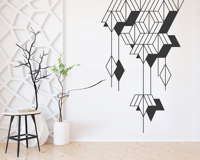Geometric Art Wall Stickers Abstract Wall Decal Wall Etsy