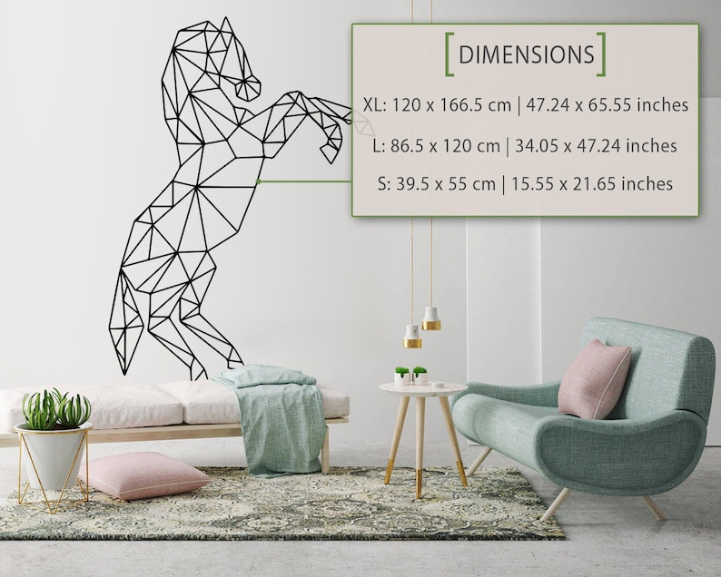 Horse, Geometric Wall Art, Decal, Horse Decor, Geometric Art, Geometric, Animals, Outlines, Stickers, Wall Decal, Wall Art, Decals, Gift image 2