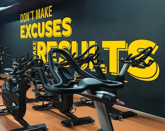 Motivational Gym Wall Decal: 'Don’t Make Excuses, Make Results' Vinyl Quote