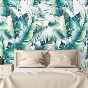 Banana Leaves, Tropical Leaf, Wallpaper, Banana Leaf, Tropical Decor, Wall Decor, Removable Wallpaper, Temporary Wallpaper, Adhesive Fabric image 4