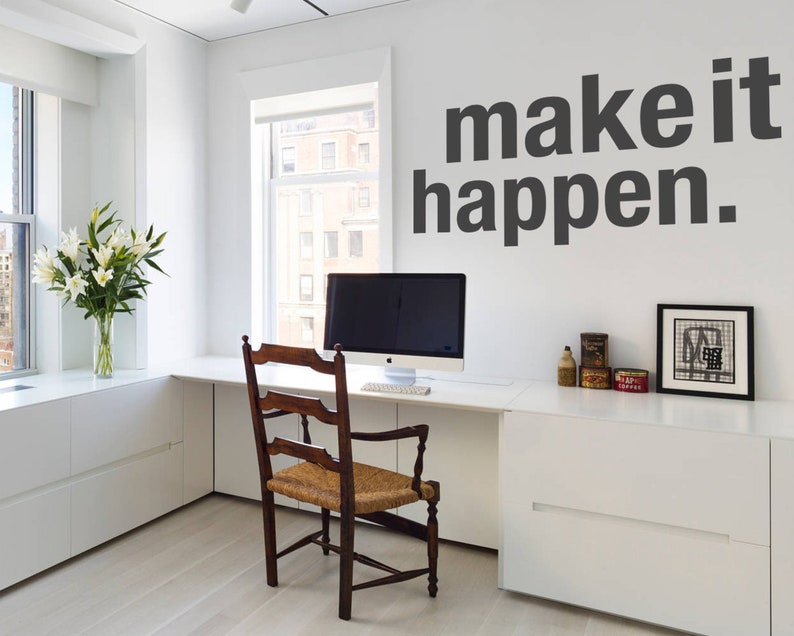 Make It Happen, Office Decor, Office Wall Art, Home Office, Wall Sticker, Office Decals, Wall Decor, Wall Decal, Wall Art, Office Art, Decal image 4
