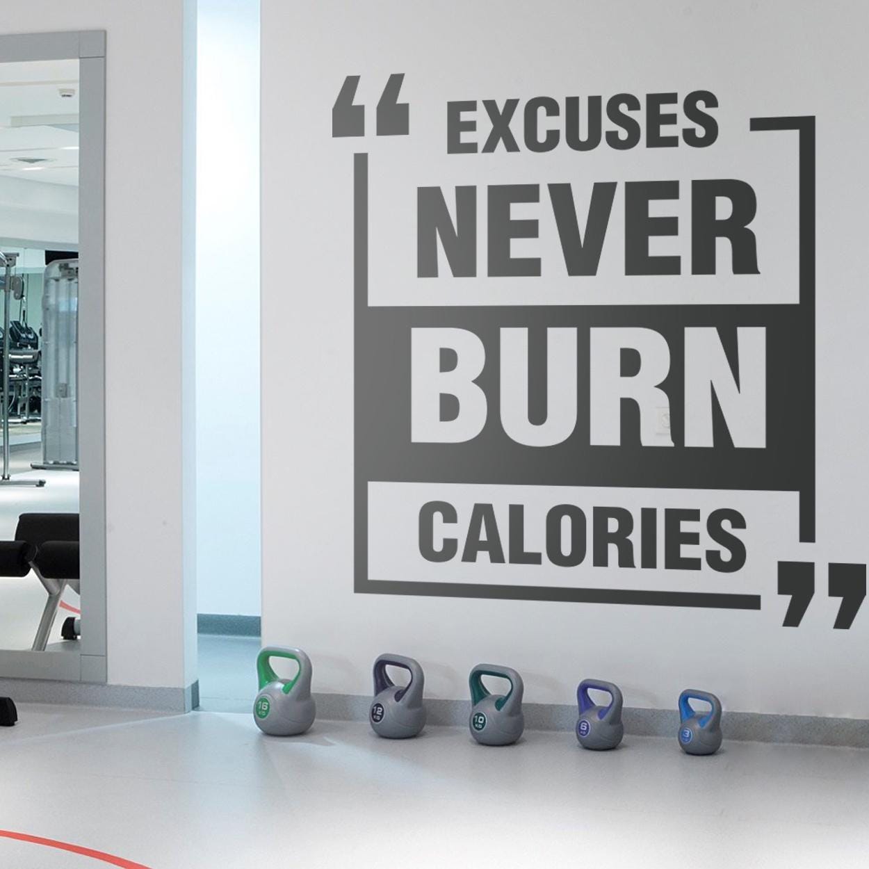 Excuses Don't Burn Calories - Gym Decal Wall Sticker Motivational Quote [XLarge] [Pink