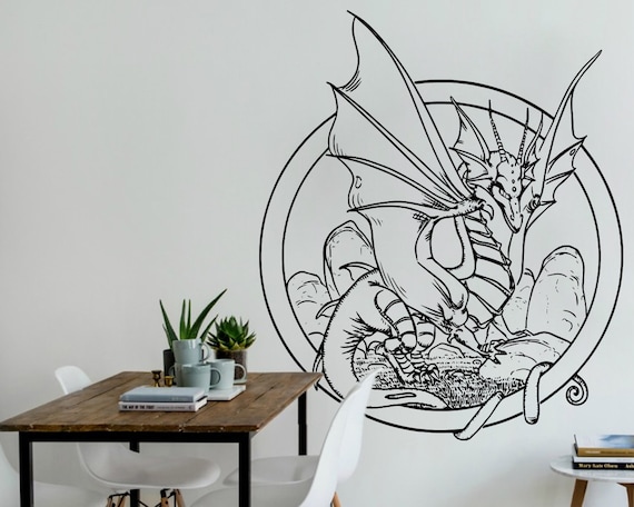 dragon vinyl decal wall art decal wall decals decals | etsy