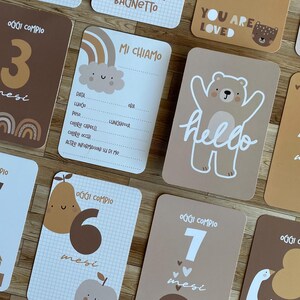 Carte Nascita Neonato e primo anno. Cozy Set Card beige, per foto primi ricordi. Idea regalo Nascita/Baby Shower