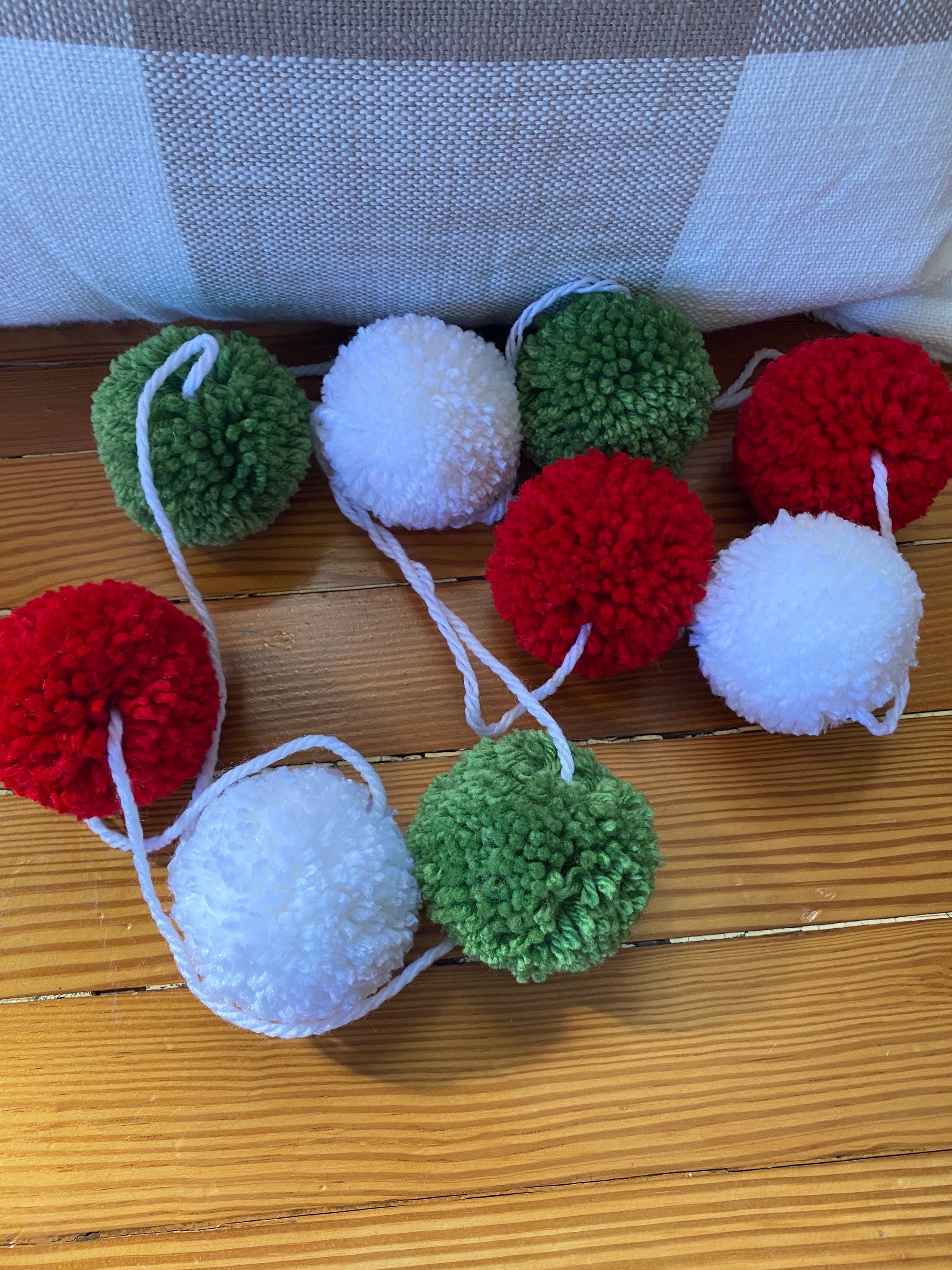 Red Green and White Pom Pom Garland Etsy UK